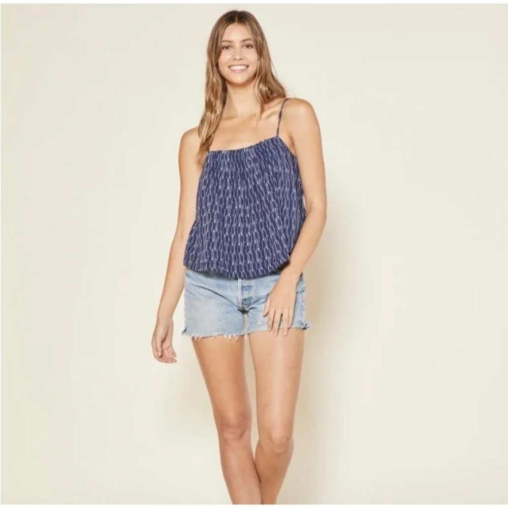 Outerknown Tides Tank Navy Blue Ikat Organic Cotton Camisole Size Large NEW
